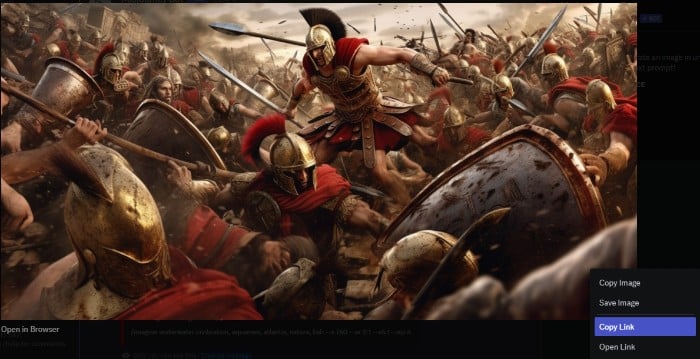 midjourney spartans copy link