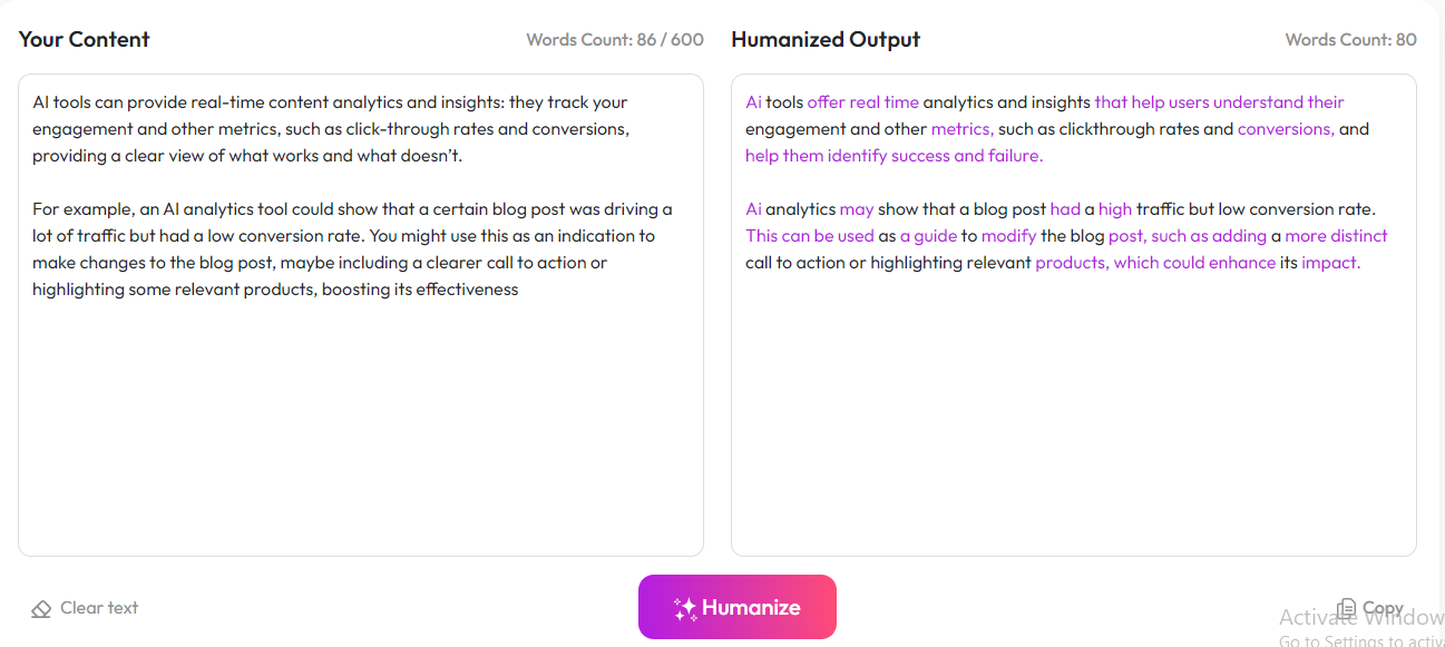 humanize ai text tool example