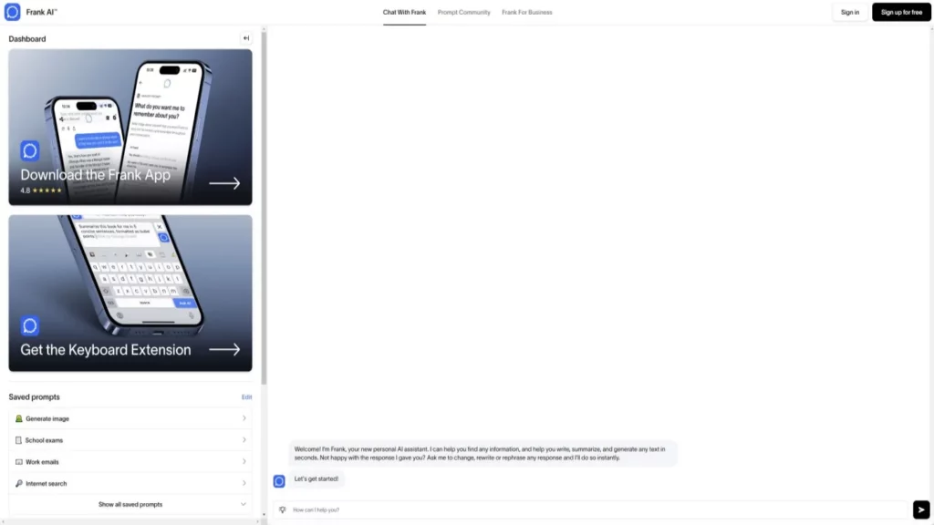 frank ai website