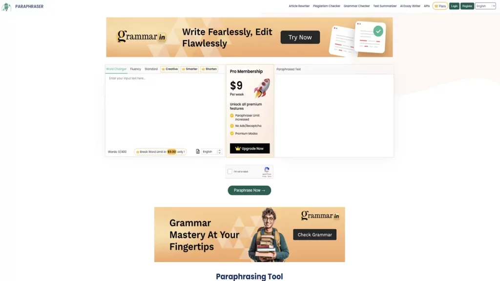 paraphraser io Website